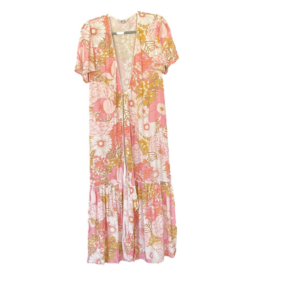 Laroque Dresses & Skirts - Floral Pink and Gold Maxi Dress